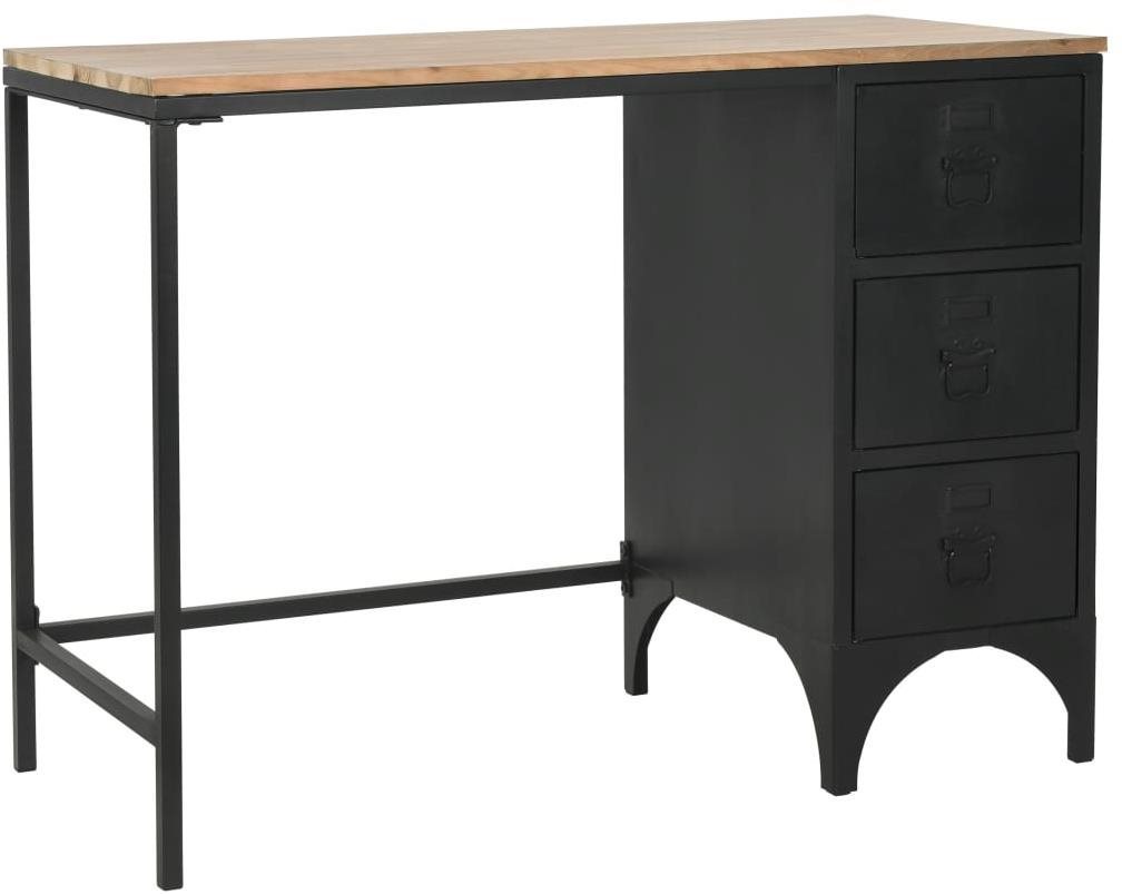 Písací stôl s 1 skrinkou masívna jedľa a oceľ 100 x 50 x 76 cm Stôl