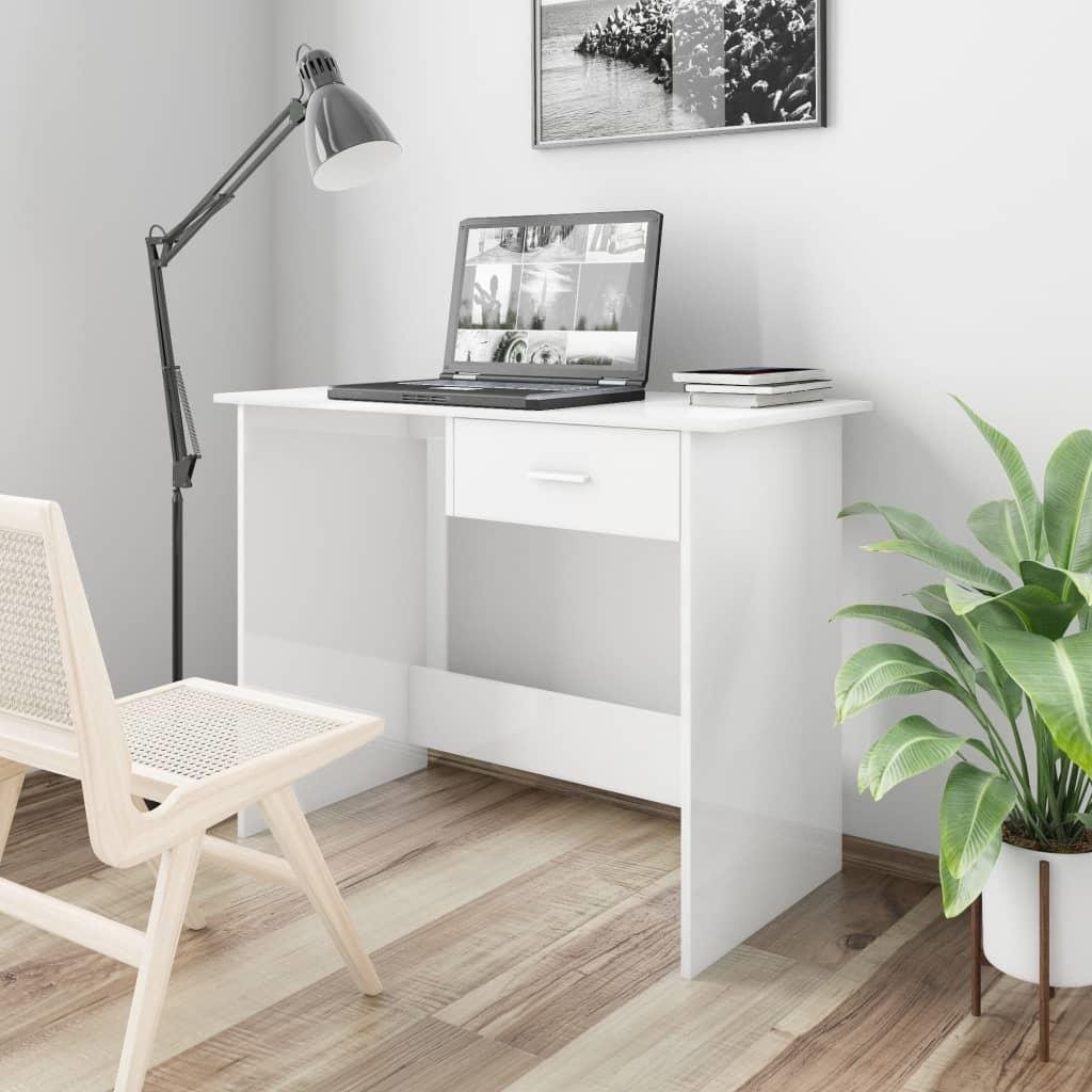 Písací stôl biely s vysokým leskom 100 × 50 × 76 cm drevotrieska...