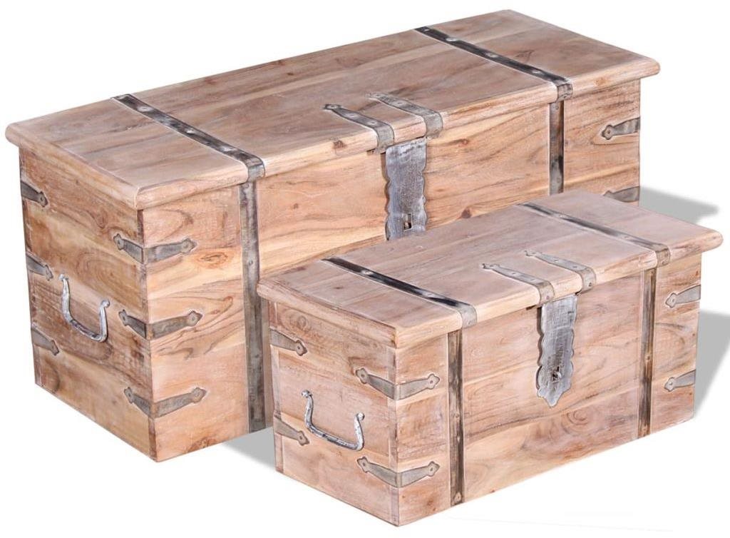Úložné truhly z akáciového dreva súprava 2 ks Truhla