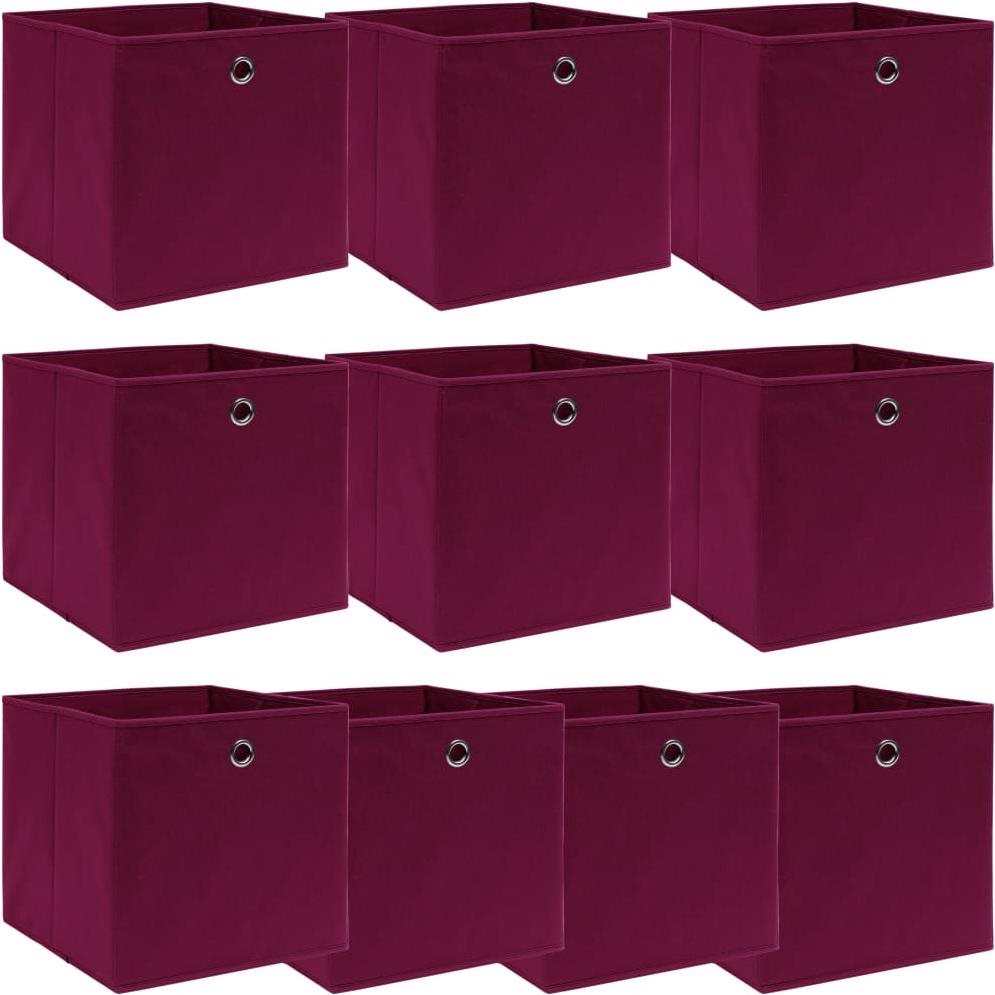 Úložné boxy 10 ks tmavočervené 32 × 32 × 32 cm textil Úložný box
