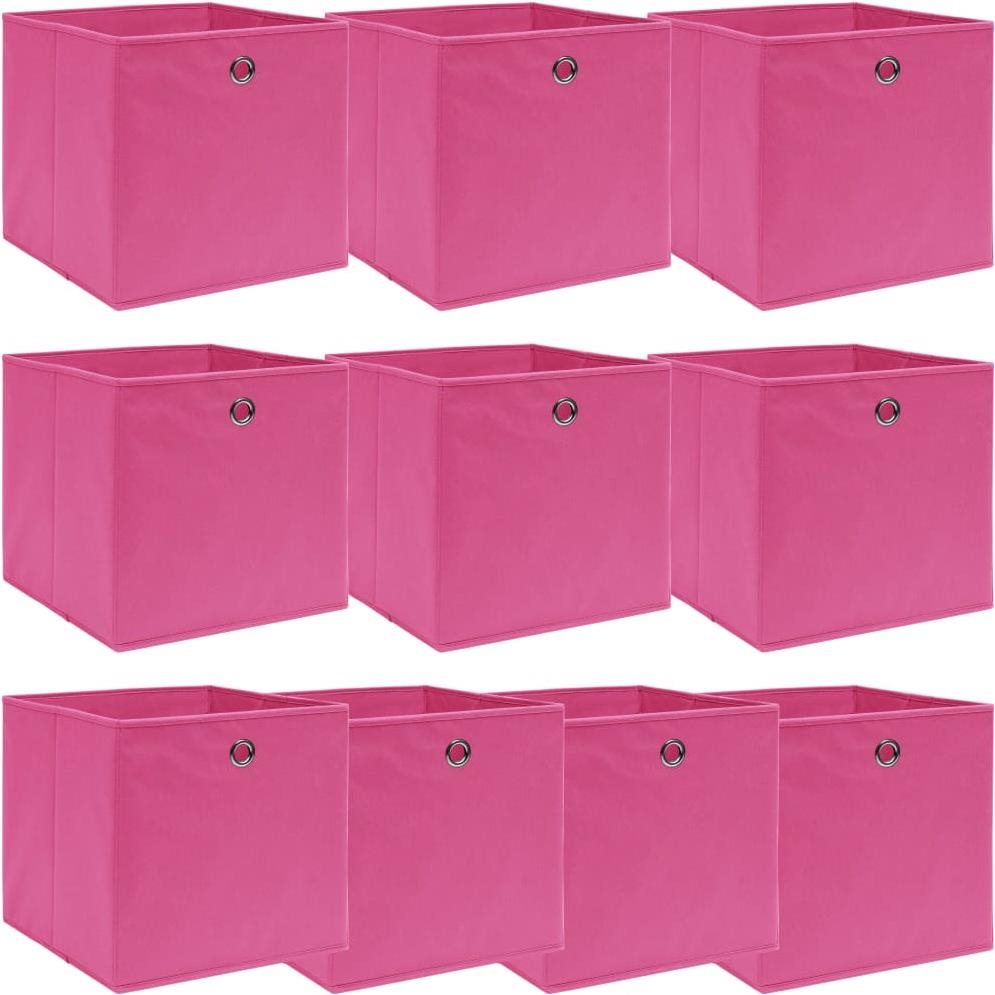 Úložné boxy 10 ks ružové 32 × 32 × 32 cm textil Úložný box