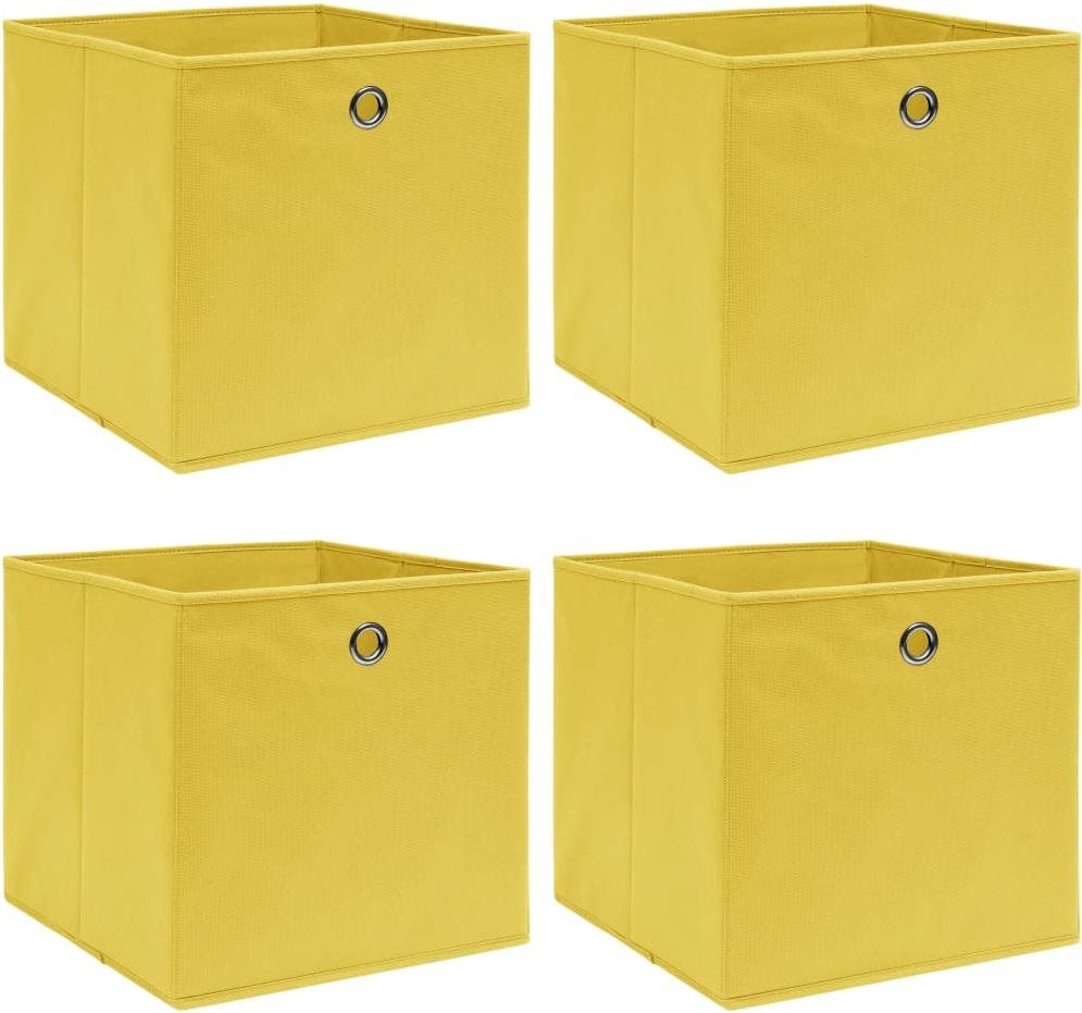 Úložné boxy 4 ks žlté 32 × 32 × 32 cm textil Úložný box