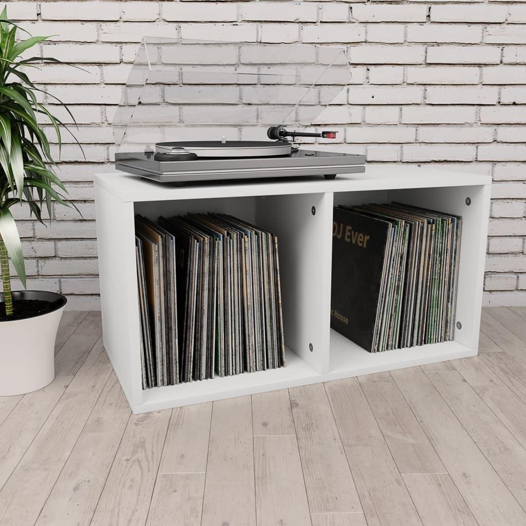Regál na LP platne biely 71 × 34 × 36 cm Regál