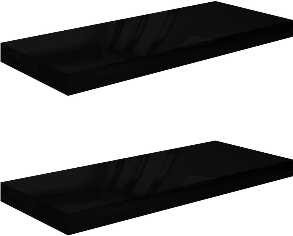 Shumee plávajúce nástenné 2 ks čierne vysoký lesk 60×23,5×3,8 cm,...