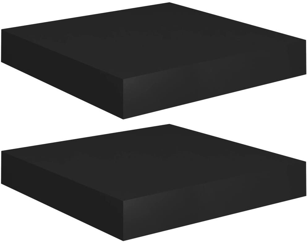 Shumee plávajúce nástenné 2 ks čierne 23×23,5×3,8 cm MDF, 323824...