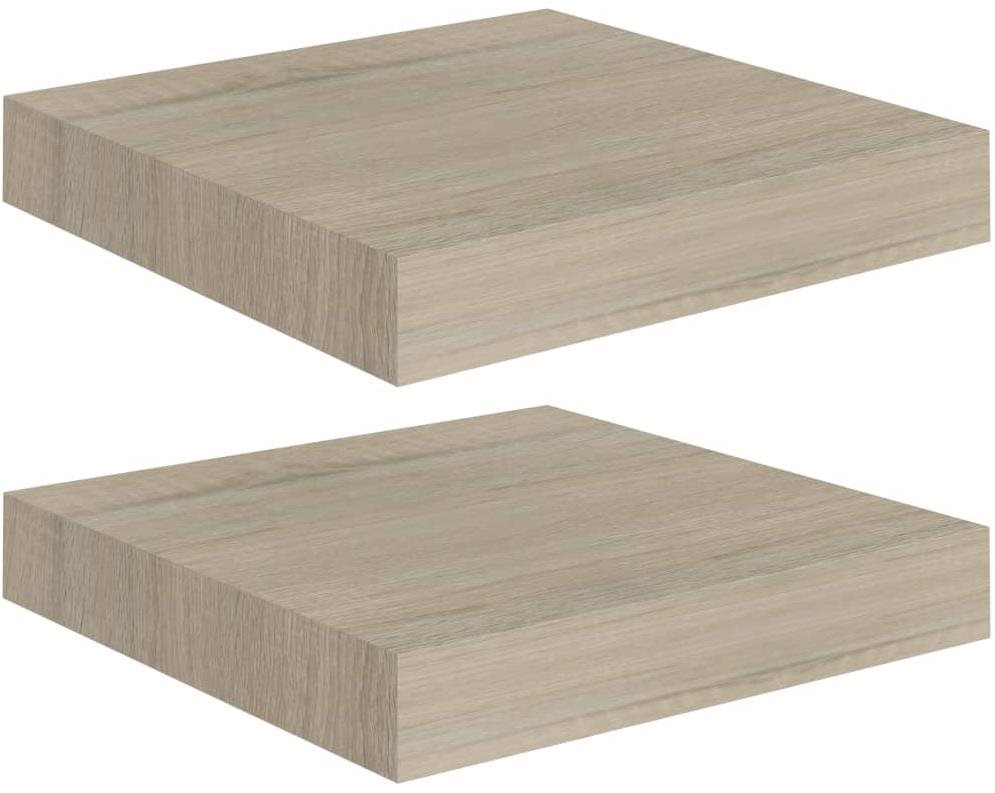 Shumee plávajúce nástenné 2 ks dub 23×23,5×3,8 cm MDF, 323866 Polica