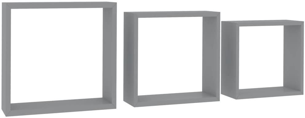 Shumee - Nástenné kocky 3 ks sivé MDF, 323951 Polica
