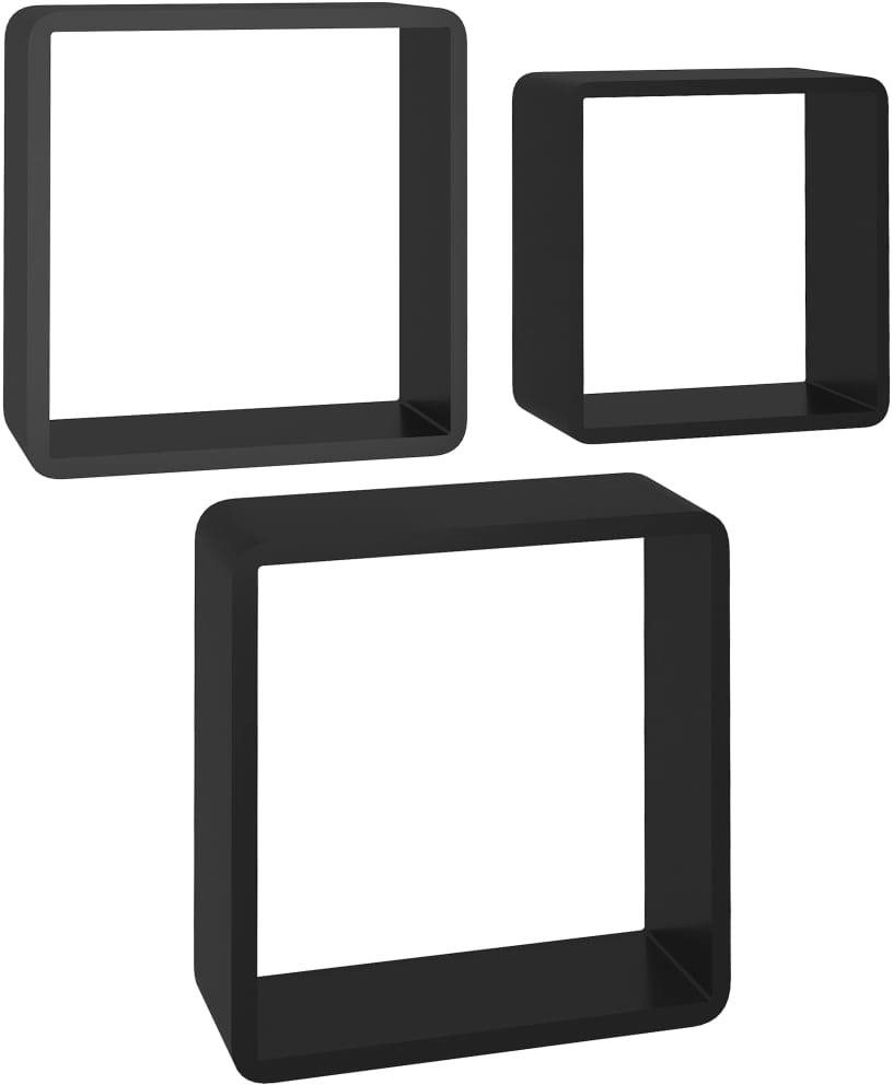 Shumee Nástenné kocky 3 ks čierne MDF, 323953 Polica