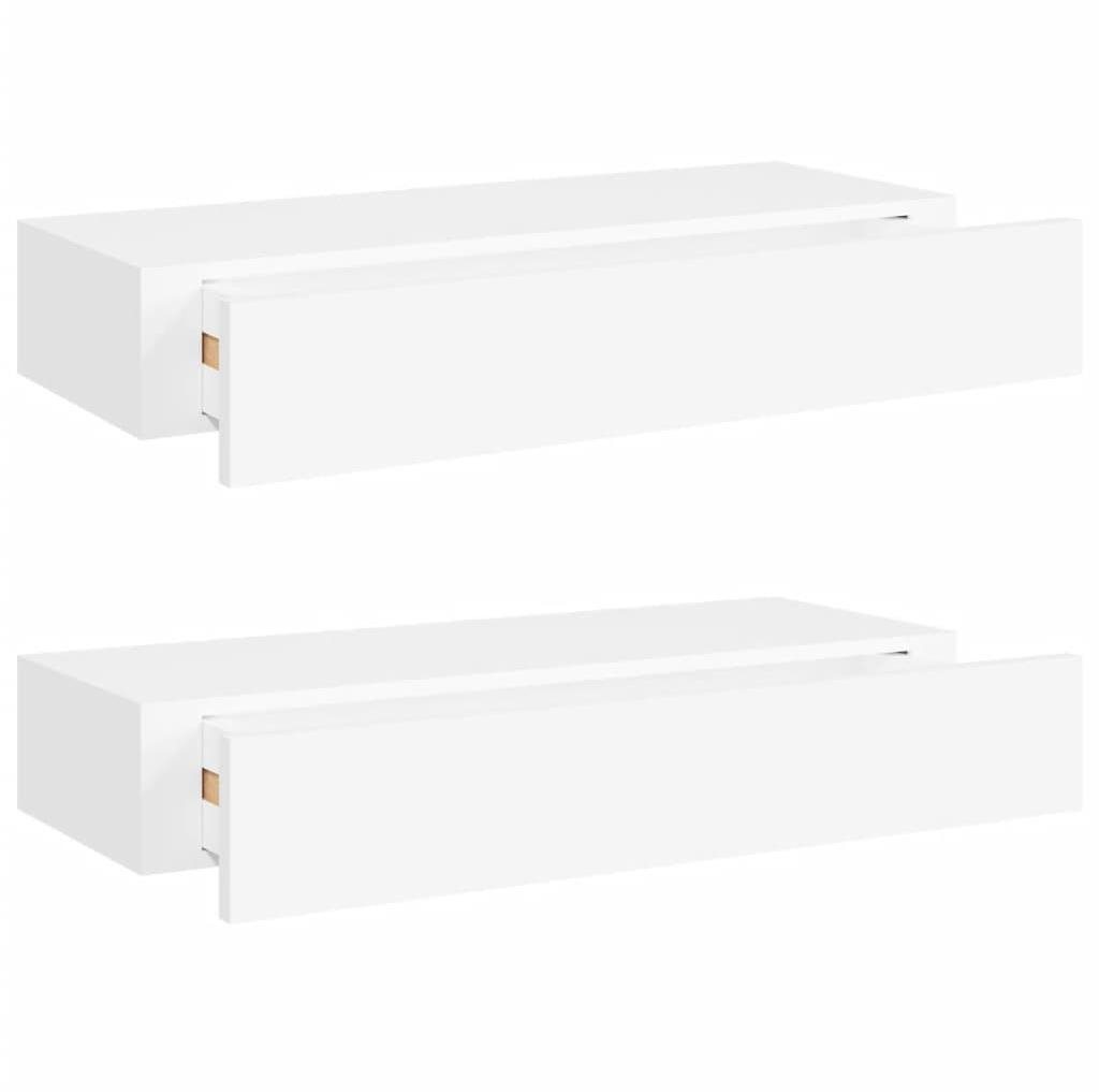 Shumee - Nástenné so zásuvkami, 2 ks, biele, 60 × 23,5 × 10 cm,...