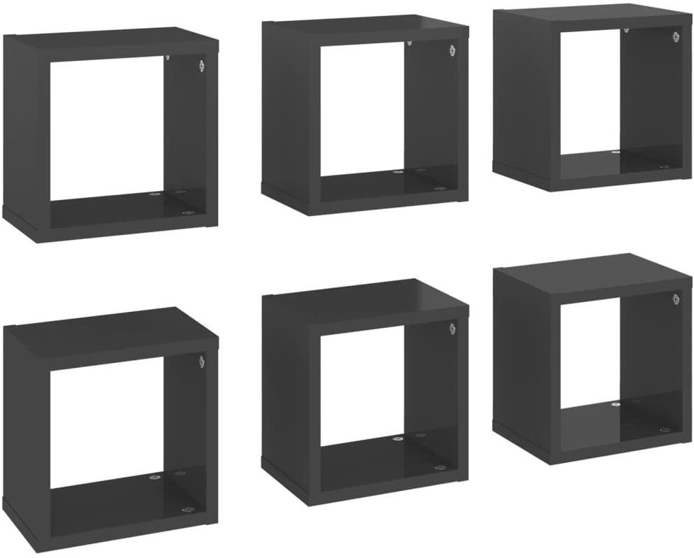 Shumee - Nástenné kocky 6 ks sivé s vysokým leskom 22×15×22 cm,...