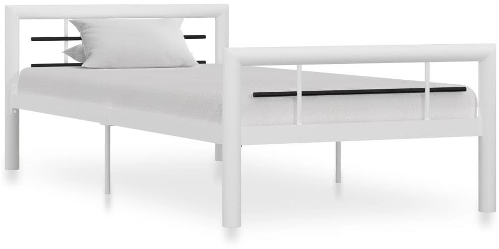 Rám postele biely a čierny kov 90 × 200 cm Posteľ