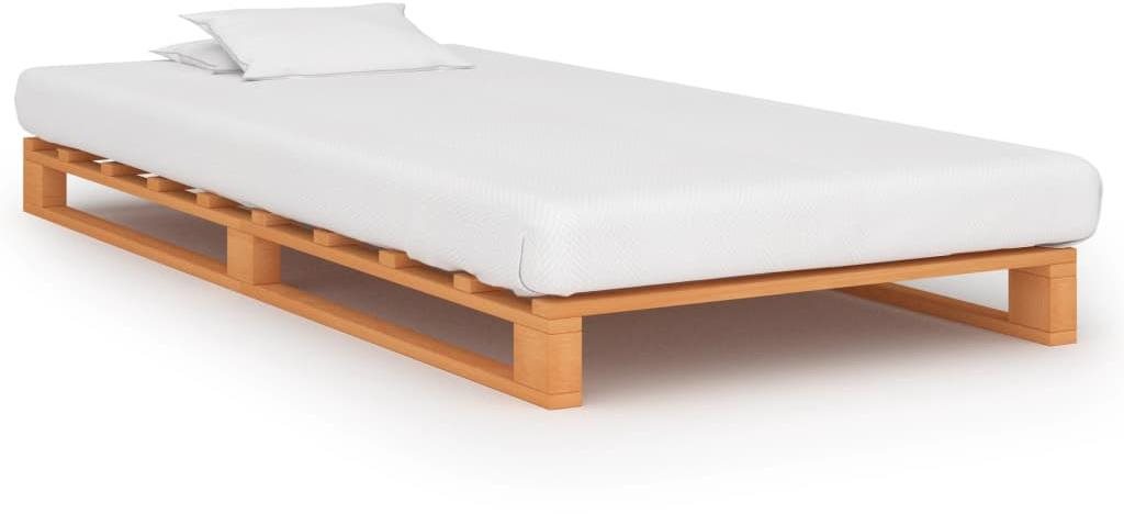 Rám postele z paliet hnedý masívna borovica 90 × 200 cm Posteľ