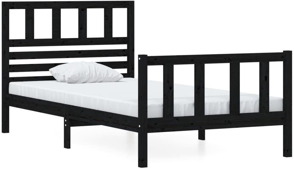 Rám postele čierny masívne drevo 90 × 200 cm, 3101142 Posteľ