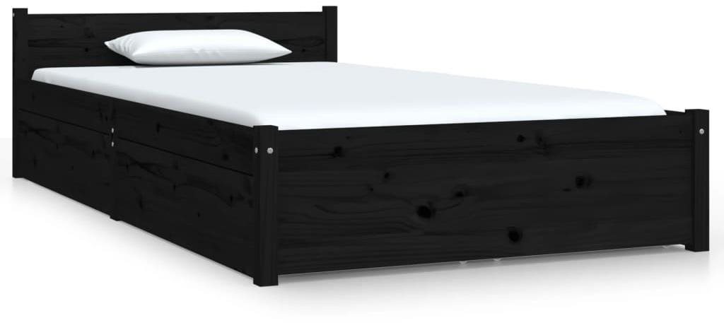 Rám postele so zásuvkami čierny 90 × 200 cm, 3103487 Posteľ