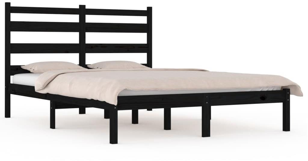 Rám postele čierny masívna borovica 200 × 200 cm, 3103672 Posteľ