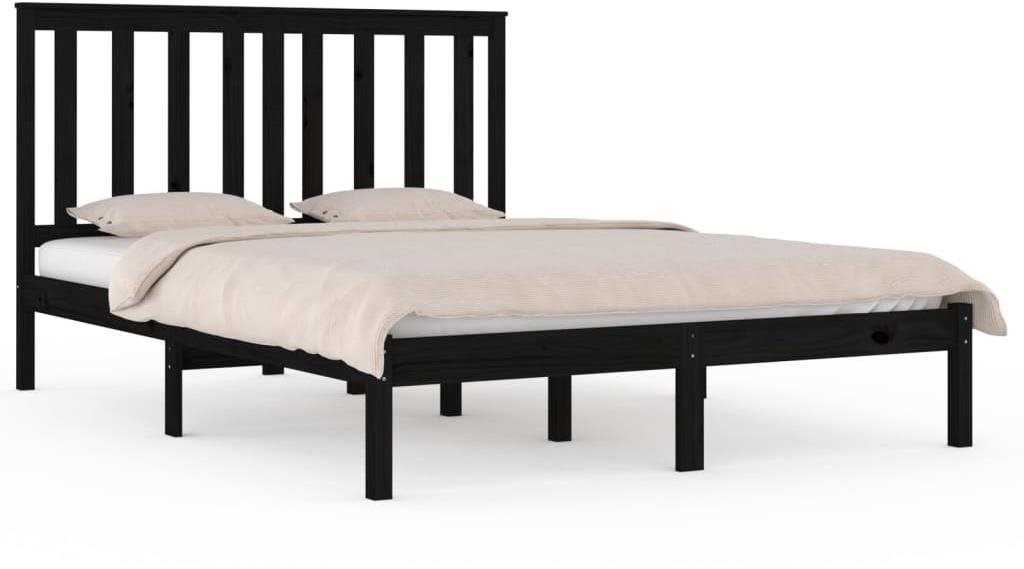 Rám postele čierny masívna borovica 200 × 200 cm, 3103867 Posteľ