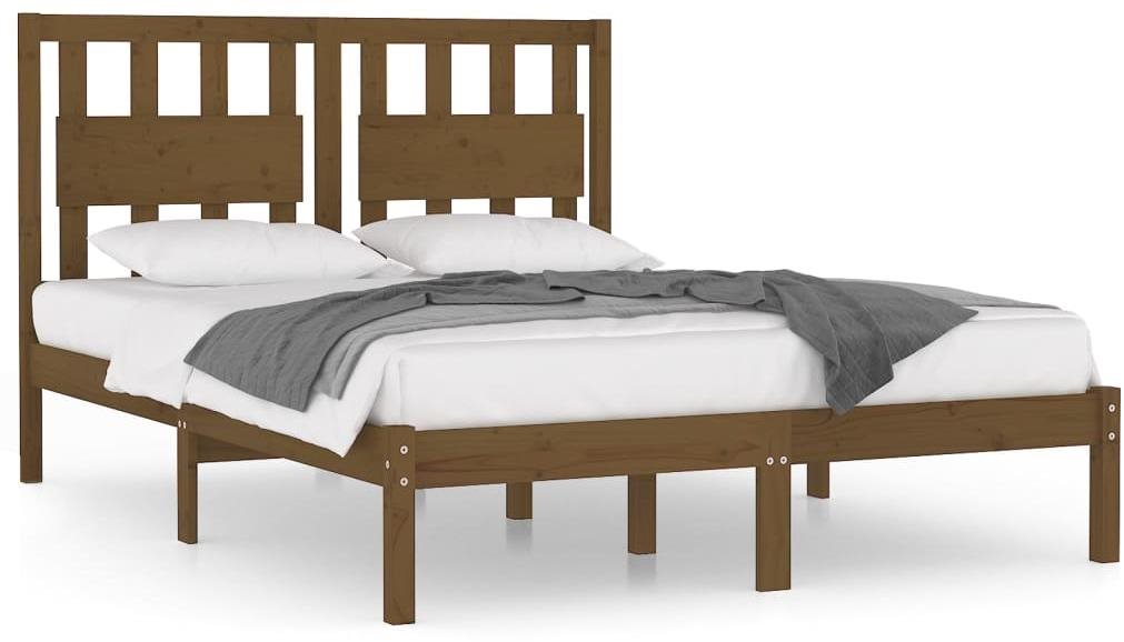 Rám postele medovo hnedý masívna borovica 200 × 200 cm, 3103956...