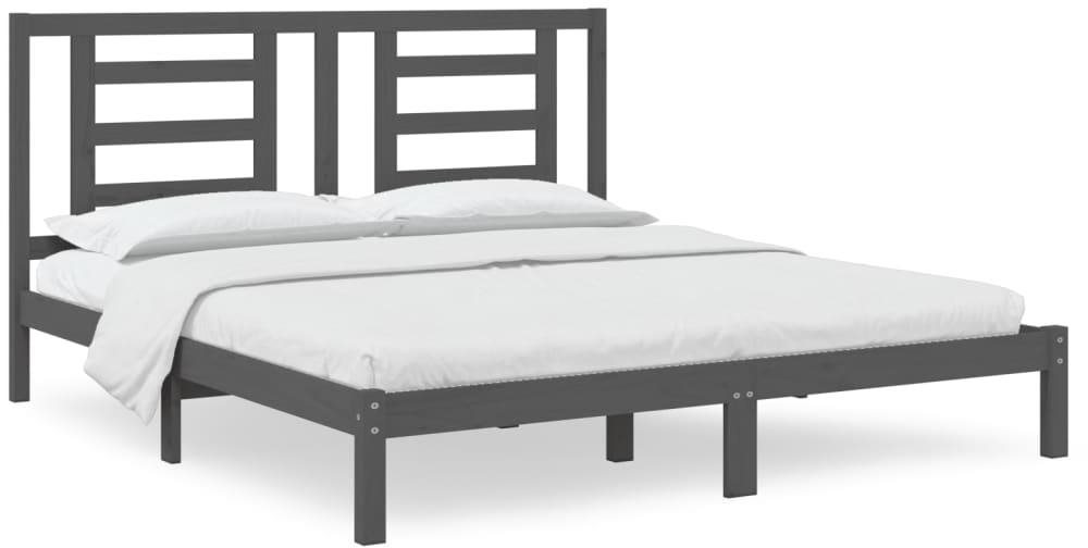 Rám postele sivý masívne drevo 180 × 200 cm Super King, 3104365...