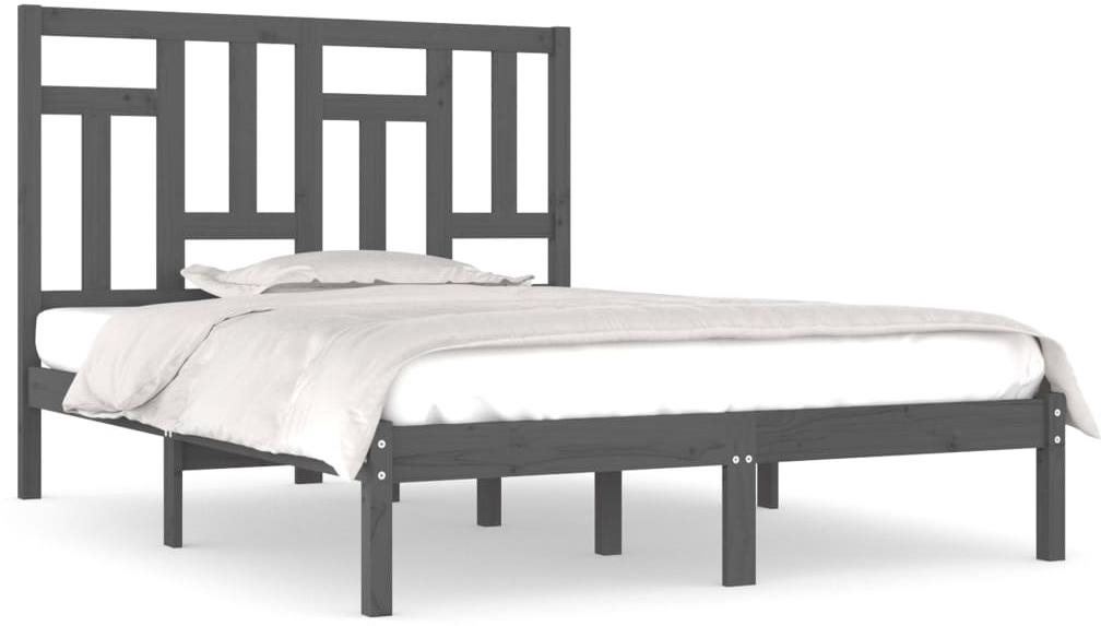 Rám postele sivý masívna borovica 200 × 200 cm, 3104565 Posteľ