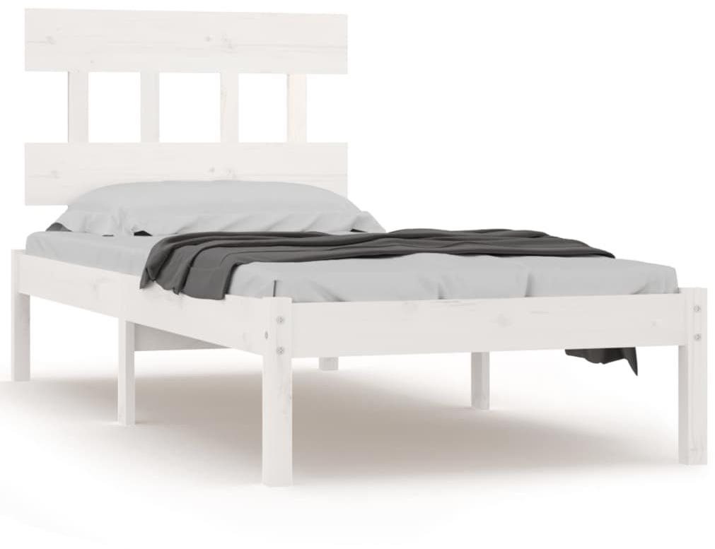 Rám postele biely masívne drevo 90 × 200 cm, 3104724 Posteľ