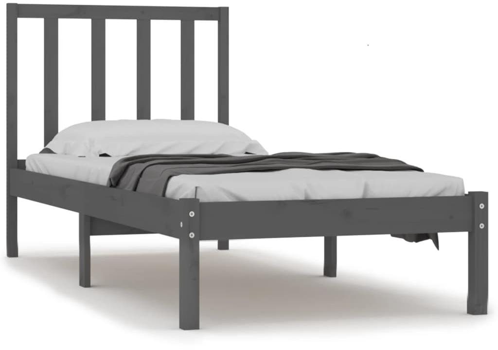 Rám postele sivý masívna borovica 90 × 200 cm, 3105058 Posteľ