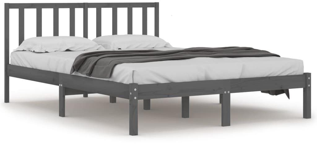 Rám postele sivý masívna borovica 200 × 200 cm, 3105093 Posteľ