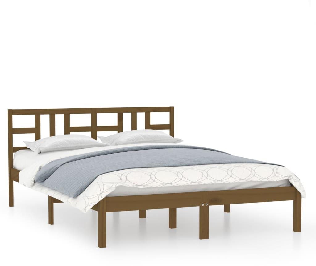 Rám postele medovo hnedý masívne drevo 120 × 200 cm, 3105403 Posteľ