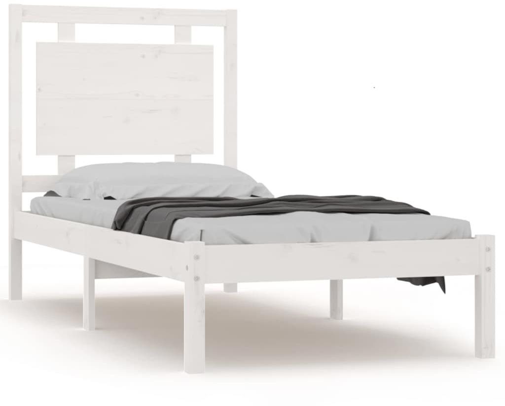 Rám postele biely masívne drevo 100 × 200 cm, 3105526 Posteľ