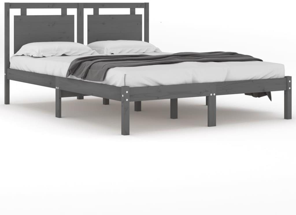 Rám postele sivý masívne drevo 120 × 200 cm, 3105532 Posteľ