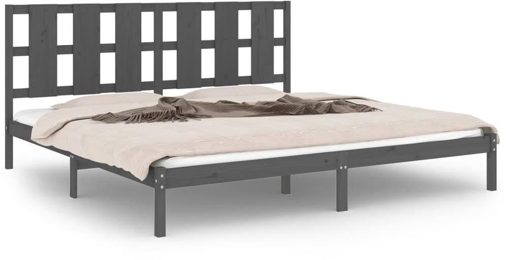 Rám postele sivý masívne drevo 180 × 200 cm Super King, 3105617...