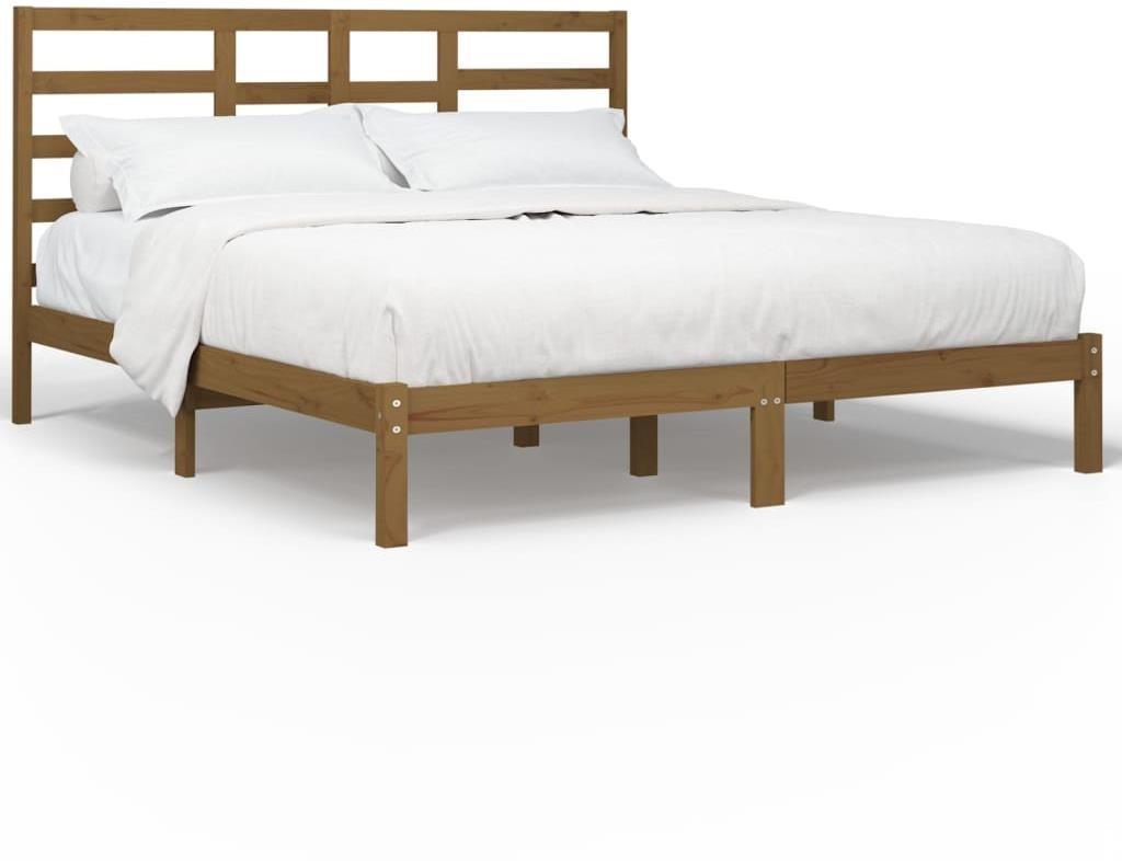 Rám postele medovo hnedý masívne drevo 200 × 200 cm, 3105818 Posteľ