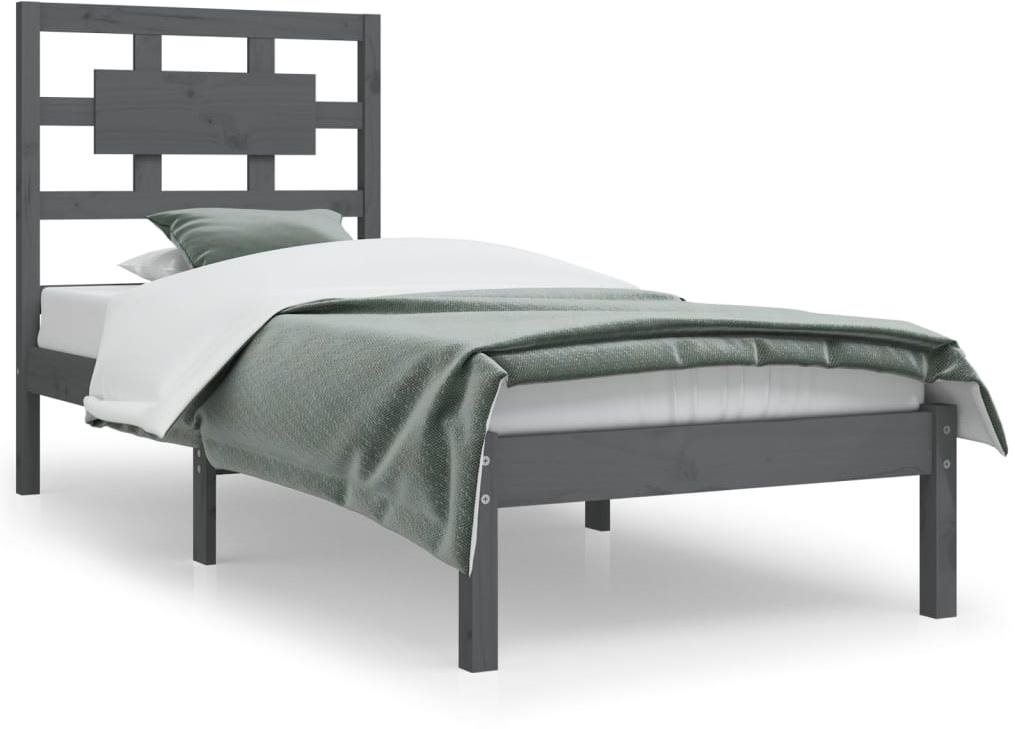 Rám postele sivý masívna borovica 90 × 200 cm, 3107340 Posteľ
