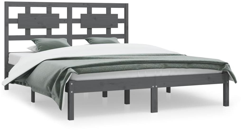 Rám postele sivý masívna borovica 200 × 200 cm, 3107375 Posteľ