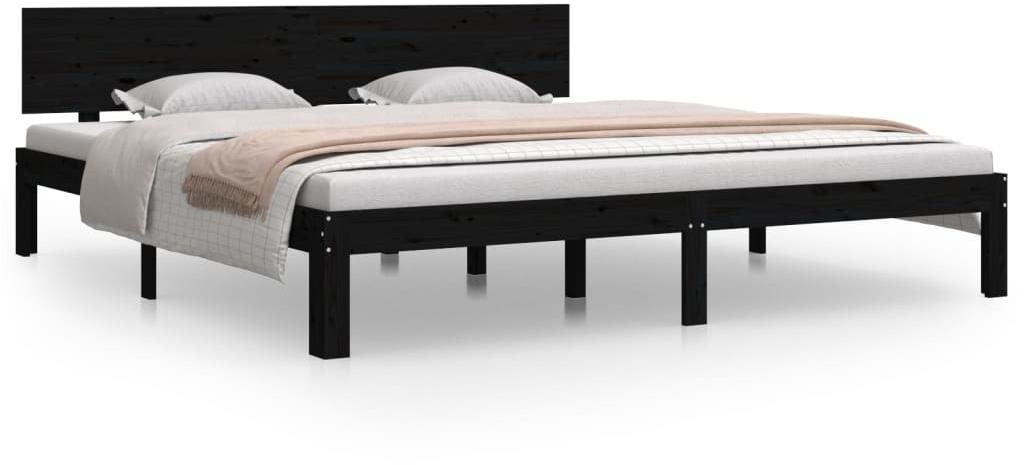 Rám postele čierny masívne drevo 180 × 200 cm Super King, 810514...