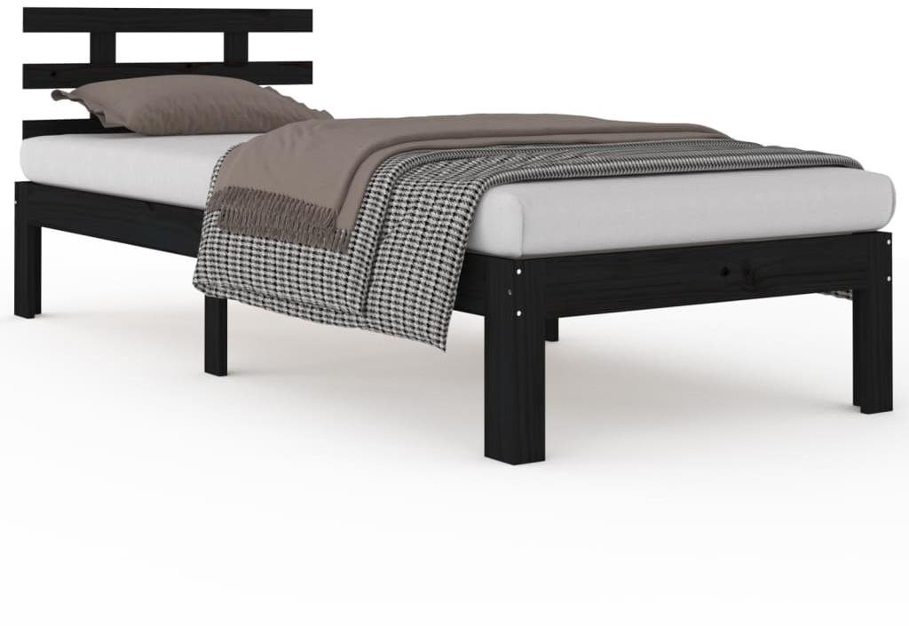 Rám postele čierny masívne drevo 90 × 200 cm, 814743 Posteľ