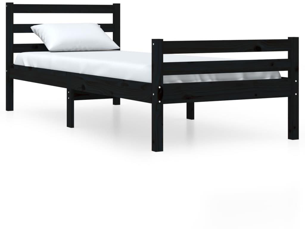 Rám postele čierny masívne drevo 90 × 200 cm, 814808 Posteľ