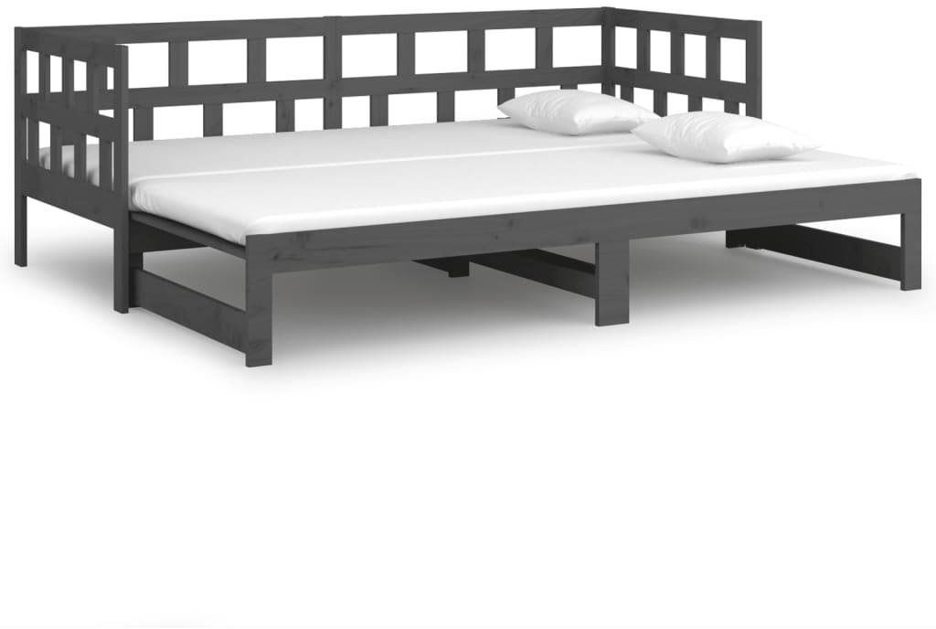 Výsuvná posteľ sivá masívna borovica 2× (90 × 200) cm, 820224 Posteľ