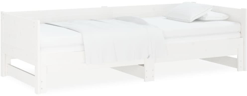 Výsuvná posteľ biela masívna borovica 2× (90 × 200) cm, 820253 Posteľ