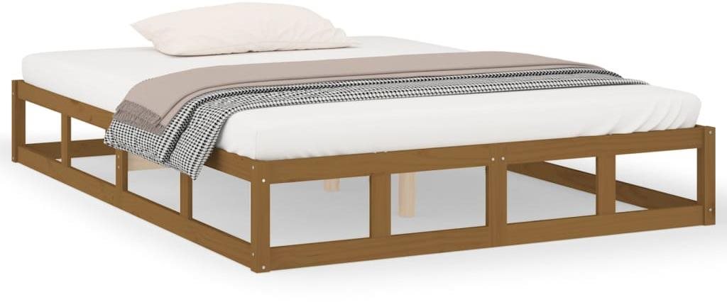 Rám postele medovo hnedý 200 × 200 cm masívne drevo, 820819 Posteľ