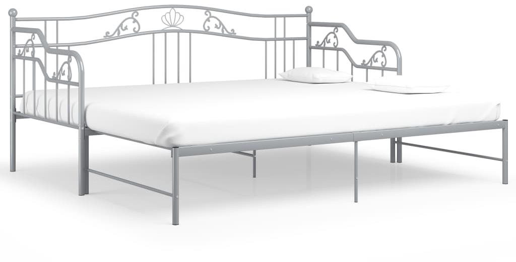 Shumee Rám vysúvacej postele/pohovky sivý kovový 90 × 200 cm,...