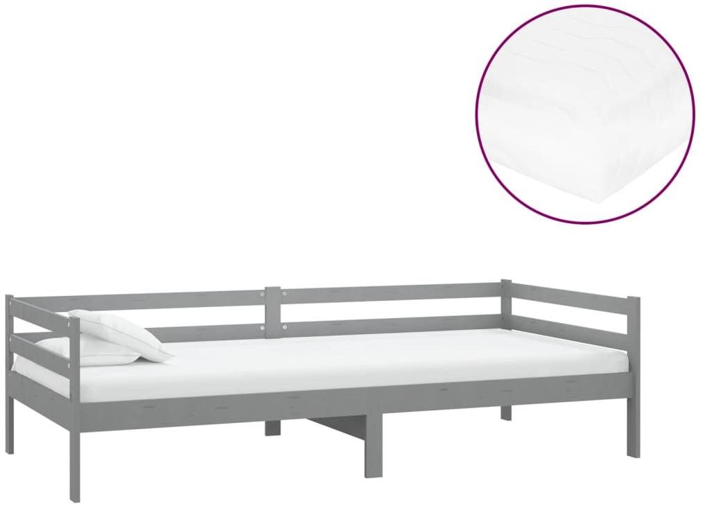 Shumee váľanda s matracom 90×200 cm sivá masívne borové drevo,...