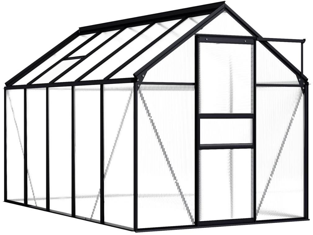 Skleník antracitový hliníkový 190 × 310 × 195 cm 5,89 m2 Skleník
