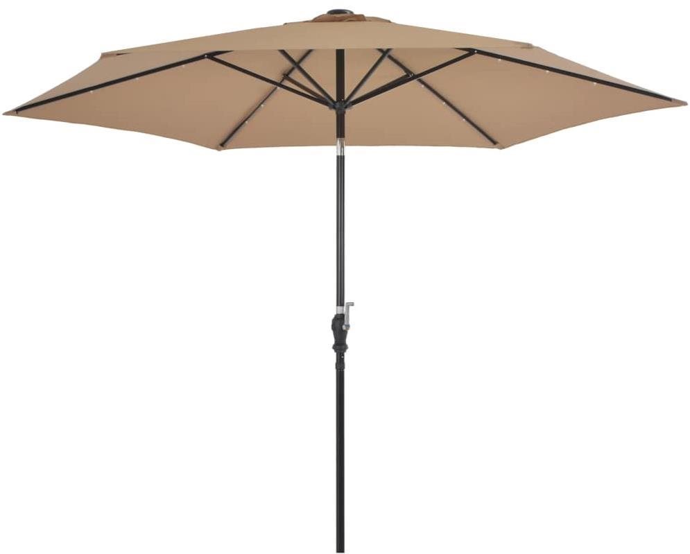 SHUMEE Slnečník záhradný s LED svetlami, taupe 300 cm Slnečník