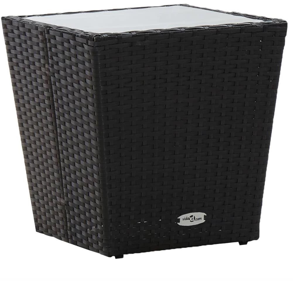 Čajový stolík čierny 41,5 × 41,5 × 43 cm polyratan tvrdené sklo...
