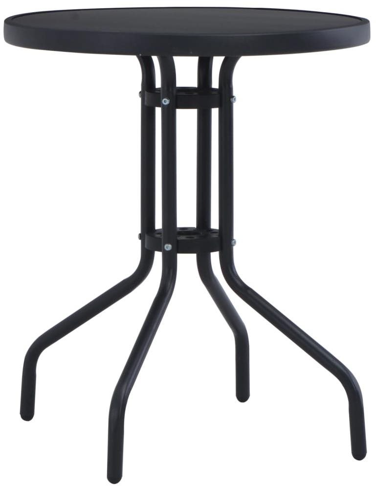 Záhradný stolík čierny 80 cm oceľ a sklo Záhradný stôl
