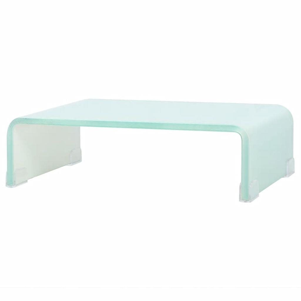 TV stolík/podstavec na monitor, sklo biele, 40 x 25 x 11 cm TV stolík