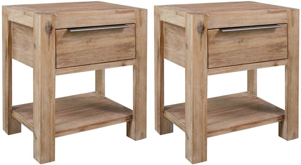 Nočné stolíky so zásuvkami 2 ks 40 × 30 × 48 cm masívna akácia...