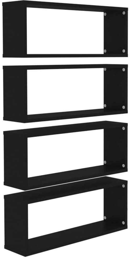 Nástenné police kubické 4 ks čierne 60 × 15 × 23 cm drevotrieska...