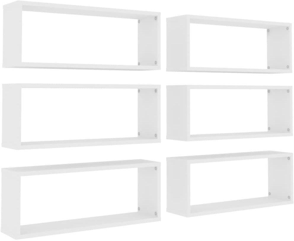 Nástenné police kubické 6 ks biele 60 × 15 × 23 cm drevotrieska...