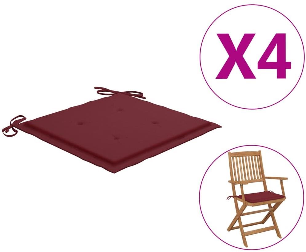 Podušky na záhradné stoličky 4 ks vínové 40 x 40 x 4 cm textil...